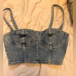 ❌SOLD❌Denim Forum Bustier Crop Top